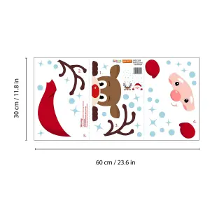 Walplus Peeking Santa & Rudolph Window Clings Rooms Décor