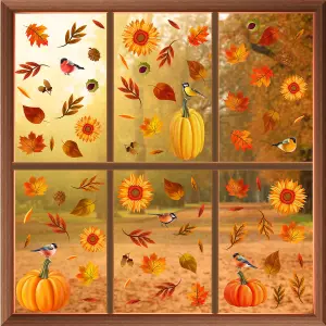 Walplus Autumn Leaves With Sunflowers Window Cling