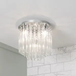 Litecraft Tyre Chrome Flush Bathroom Ceiling Light