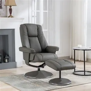 Denver Real Leather Luxury Swivel Recliner Chair