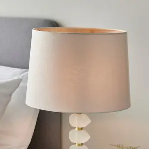 Luminosa Annabelle & Mia Base & Shade Table Lamp Frosted Crystal & Natural Linen