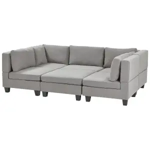 5-Seater Modular Fabric Sofa with Ottoman Light Grey UNSTAD