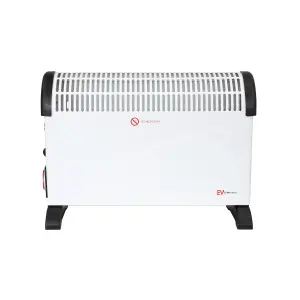 EMtronics 2KW Convector Heater Radiator with Adjustable Thermostat and Timer - White