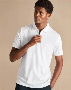 Zip-Neck Jersey Cotton Polo - White Size Small By Charles Tyrwhitt