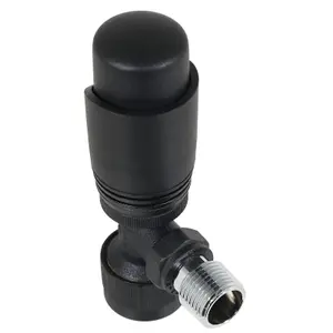 Tower Thermostatic Radiator Valve with Lockshield Black 10 - 15mm Liquid Sensor