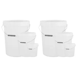 2 x Strong Heavy Duty 20L White Multi-Purpose Plastic Storage Buckets With Lid & Handle