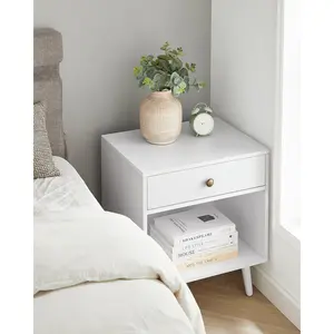 Monterey 1 Drawer Bedside Table White