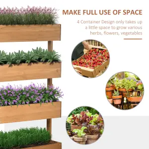 Outsunny Raised Garden Bed Wooden Plant Stand Orange