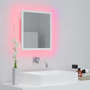 Berkfield LED Bathroom Mirror White 40x8.5x37 cm Engineered Wood