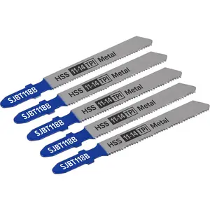 5 Pack of 92mm HSS Metal Jigsaw Blades - 11/14 TPI for Precision Cutting