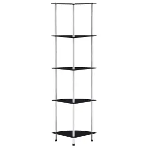 Berkfield 5-Tier Shelf Black 30x30x130 cm Tempered Glass