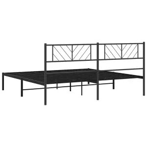 Berkfield Metal Bed Frame with Headboard Black 183x213 cm