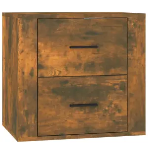 Berkfield Wall-mounted Bedside Cabinet Smoked Oak 50x36x47 cm