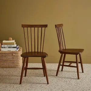 sweeek. Pair of wooden dining chairs Romie Dark wood colour 50.8x44.2x90 cm