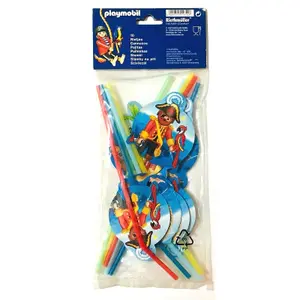 Riethmuller Playmobil Pirate Disposable Straws (Pack of 10) Multicoloured (One Size)