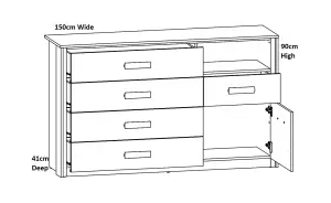 Chest of Drawers Sideboard Dresser Dark Oak Black Storage Cabinet Large Luxury Bedroom Unit Kassel