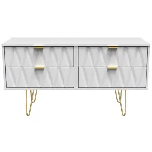 Diamond Ready assembled Matt white Media unit & 4 drawers, (H)112cm x (W)50.5cm x (D)41.5cm