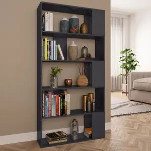 Berkfield Book Cabinet/Room Divider High Gloss Grey 80x24x159 cm Engineered Wood