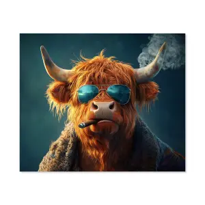 Highland Cow With Glasses Kitchen Splashback