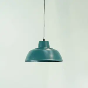 ValueLights Morris Teal Metal Hanging Pendant Ceiling Light Fitting for Living Room Kitchen - LED Bulb Included