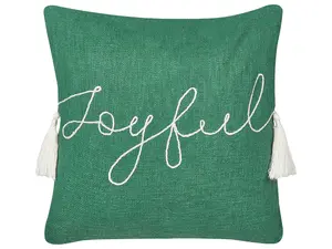 Throw Cushion ELETTARIA Cotton 45 x 45 cm Text Green