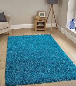 Teal Blue Shaggy Area Rug Elegant and Fade-Resistant Carpet Runner - 120x170 cm