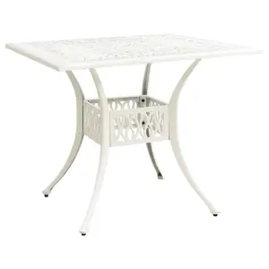 Berkfield Garden Table White 90x90x73 cm Cast Aluminium