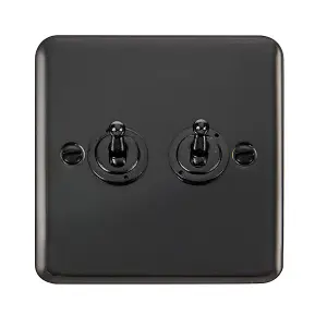 Curved Black Nickel 2 Gang 2 Way 10AX Toggle Light Switch - SE Home