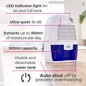 Neo 500ml Mini Dehumidifier Portable for Damp Mould Condensation Clothes & Moisture