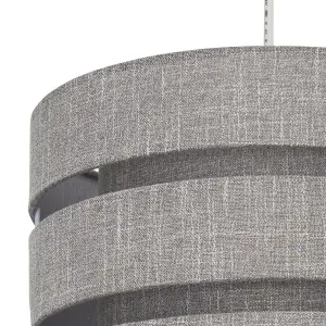 Inlight Dark Grey Woven effect Slubby Trio Light shade (D)28cm