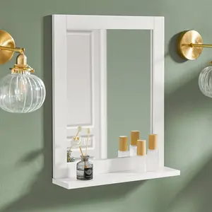 Lyndora Wood Flat Wall Mirror with Drawers