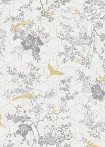 Muriva Grey Floral 3D effect Patterned Wallpaper