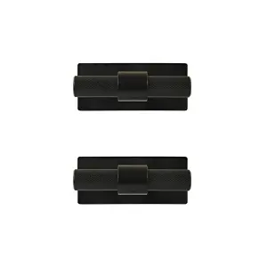 GoodHome Dukkah Matt Black Kitchen cabinets T-shaped Pull Handle (L)6.5cm (D)35mm, Pack of 2