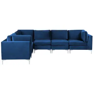 Corner Sofa EVJA Navy Blue Velvet Right Hand