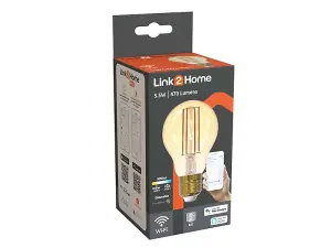 Link2Home 4.5w E27 WIFI Dimmable LED Filament Smart Bulb - GLS