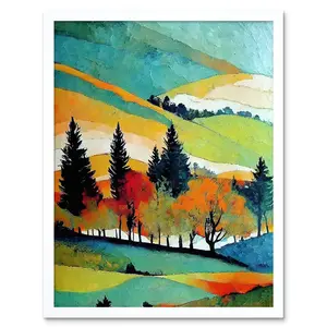 Colourful Autumn Landscape Scotland Hillside Forest - Print White Framed Paper / 40.5cm H x 30.5cm W x 0.2cm D