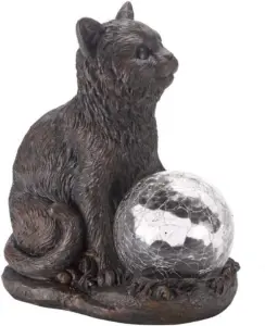 Solar Powered Garden Ornaments Outdoor Cat Statue With Multicoloured LED Lights Weatherproof Durable Animal Solar Garden Lights