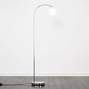 Derosier 152cm Arched Floor Lamp Chrome / White