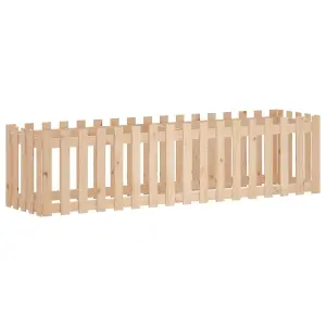 Berkfield Garden Raised Bed with Fence Design 200x50x50 cm Solid Wood Pine