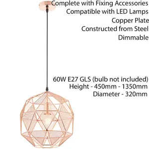 Hanging Ceiling Pendant Light Bright Copper Geometric Lamp Bulb Holder Fitting