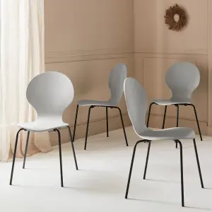 sweeek. Set of 4 retro wooden stacking chairs Naomi Grey 43x48x87 cm