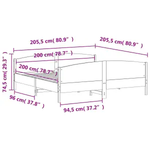 Berkfield Bed Frame without Mattress White 200x200 cm Solid Wood Pine