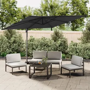 Berkfield Cantilever Garden Parasol with Aluminium Pole Black 300x300 cm