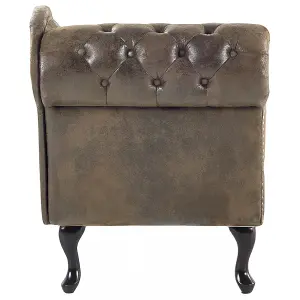 Left Hand Chaise Lounge Faux Suede Brown NIMES