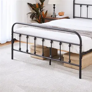 Yaheetech Black 4ft6 Double Vintage Metal Bed Frame with High Headboard and Footboard