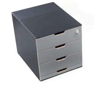 Durable COFFEE POINT Modular Lockable Storage Box 4 Drawer Organiser - Grey