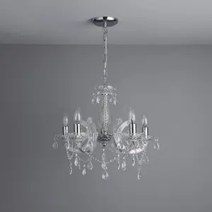 Matteo 5-Light Chrome Chandelier With Smoked Acrylic Shades - Energy Class A