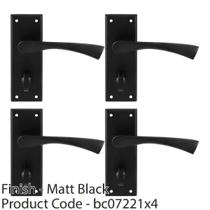 4 PACK - PAIR Angular Lever on Bathroom Backplate Door Handle 150 x 50mm Matt Black