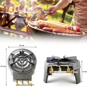 NJ GB-17 Cast Iron Gas Stove Triple Ring Burner Commercial High Power Boiling Ring Outdoor LPG Camping Cooker 9.0kW