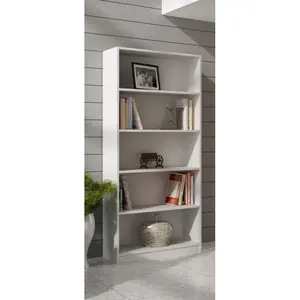 Albee Bookcase White / (5 Shelves) 182cm H x 40cm W x 32cm D